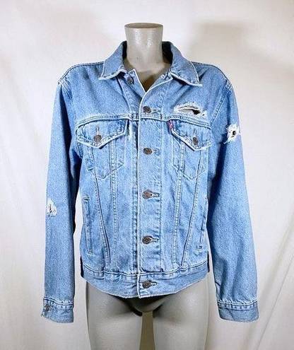 Levis Distressed Ex-Boyfriend Denim Trucker Blue Jean Jacket~M~ 