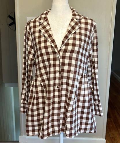 Tuckernuck  Pomander Place Saddle Brown Gingham Scarlett Button Down Blouse