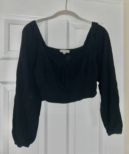 PacSun LA Hearts Tie Front Long Sleeve Top Black