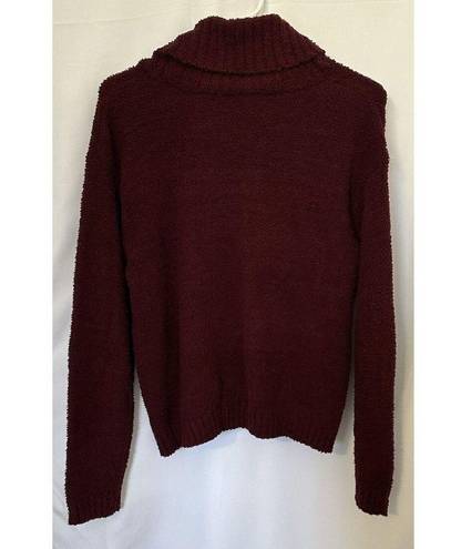 Moral Fiber  Fuzzy Burgundy Turtleneck Sweater Size Large