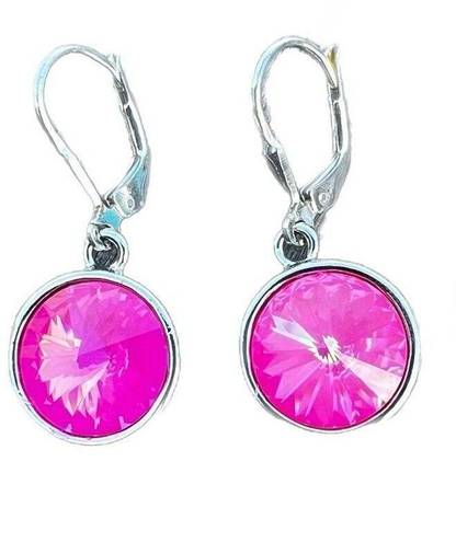 Ultra Pink  sparkly earrings made with Swarovski crystal in silver