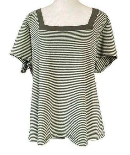 Fashion Bug  women’s 22/24W light and dark green striped short sl…