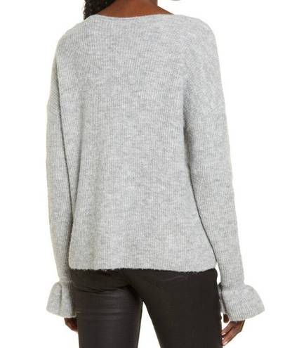 VERO MODA New  Ruffle Cuff Sweater Long Sleeve V-Neck Pullover Black