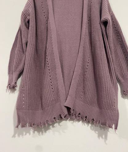 Maurice's  Purple Frayed Hem Cardigan