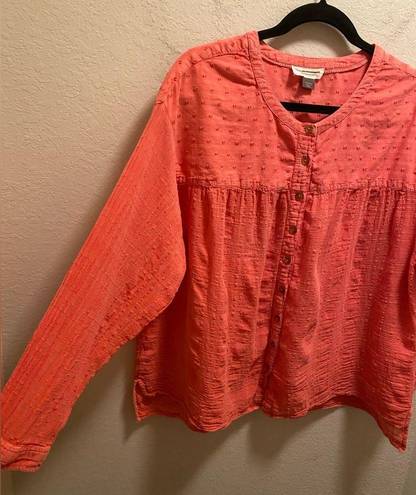 Pilcro  By Anthropologie Coral Mila Draped Button Down Blouse Size L