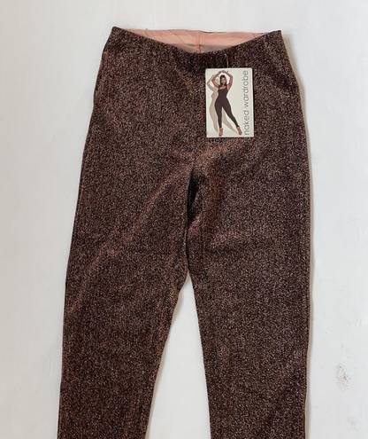 Naked Wardrobe  brown pink Rust metallic leggings S NWT