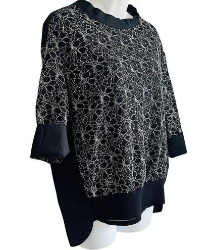 ma*rs Floral Abstract Black White Knot Tunic Style Top size 2 / S  er Mai Korean