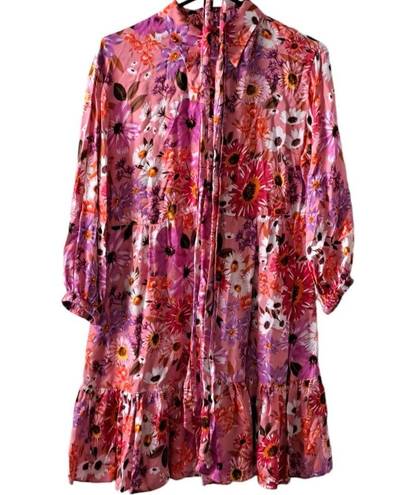 Rachel Parcell  Fit & Flare Tiered Hem Shirt Dress- Floral- Pink Multi-10