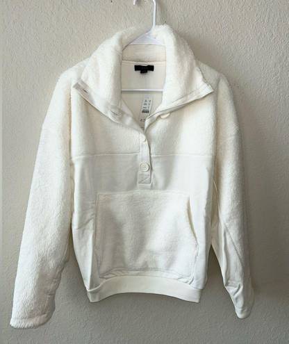 J.Crew NWT  Ivory Teddy Sherpa Button-Front Sweatshirt