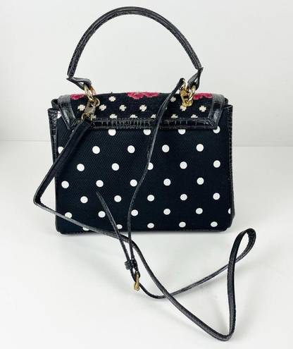Krass&co Clever Carriage  Satchel Rose Embroidered Purse Polka Dot Dust Bag Black