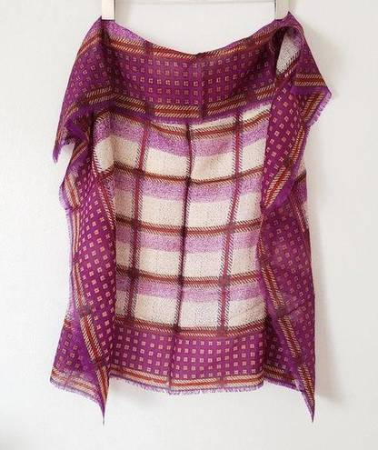 Oscar de la Renta  100% Wool Scarf Purple Gold