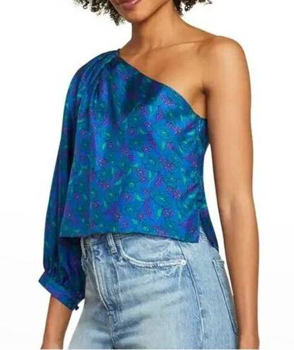 Veronica Beard NWT  Lyric Silk Floral One Shoulder Blouse in Cobalt Multi