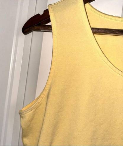 Coldwater Creek  yellow scoop neck lace trim tank top women M