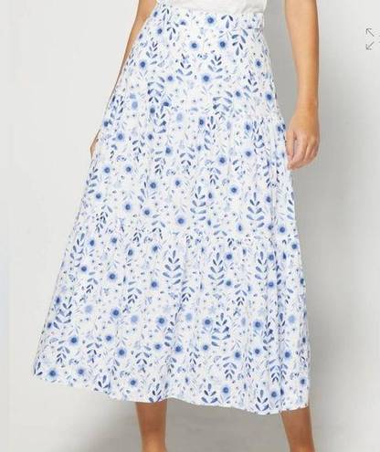 Gap  Bohemian Peasant Floral Tiered Women 8 Cottagecore Midi High Rise Skirt