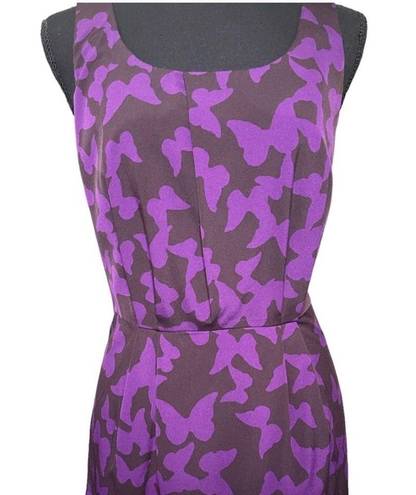 Loft  Purple Butterfly Sleeveless Dress - Size 6