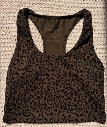 Evolution and creation EVCR | Kendall - Deep Agave Snow Leopard Compression Crop Tank