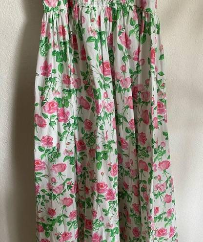 Hill House  The Ophelia Pink Rose Smocked Cottagecore Prairie Midi Dress Size S