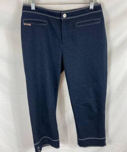 St. John  Sport Capri Jeans Dark wash white stitching size 4