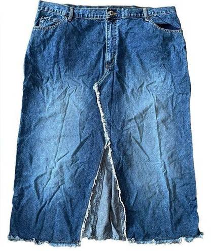 Carolina Blues  Plus Size Y2K Blue Western Grunge Distressed Stretch Denim Skirt