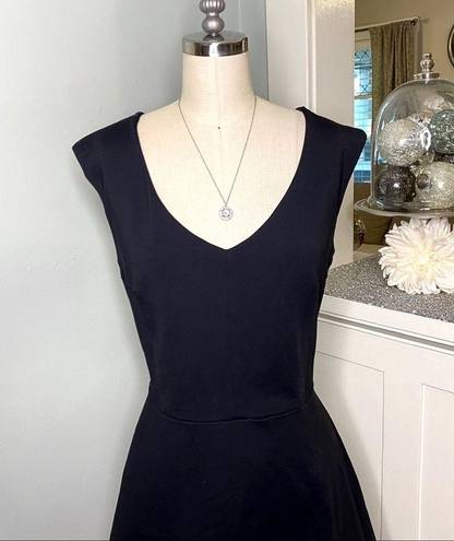 Cynthia Rowley  Black V Neck Fit & Flare Dress Large