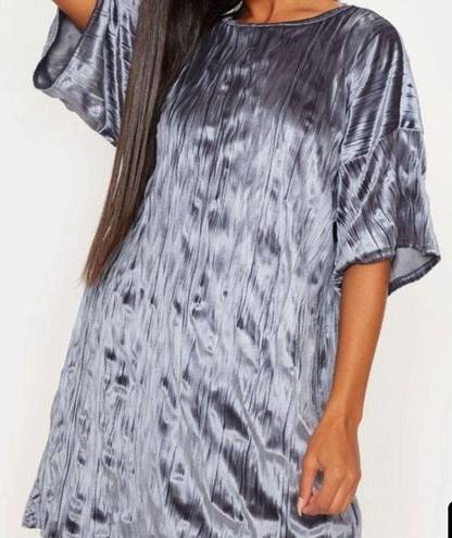 Pretty Little Thing  Silver Gray Velvet Rib Dress 6