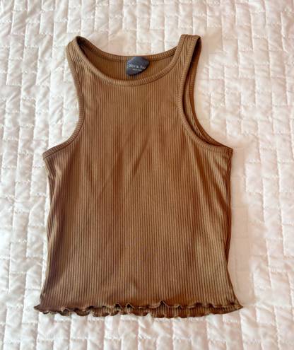 Olivia Rae Brown Ribbed Lettuce Edge Tank Top Size XS