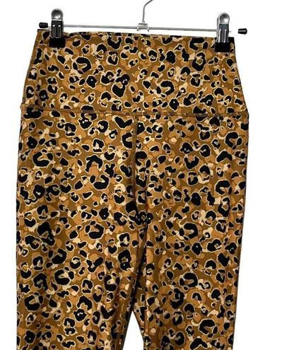 Carbon 38  Womens Printed High Rise Layered Gold Leopard 7/8 Leggings Size Small