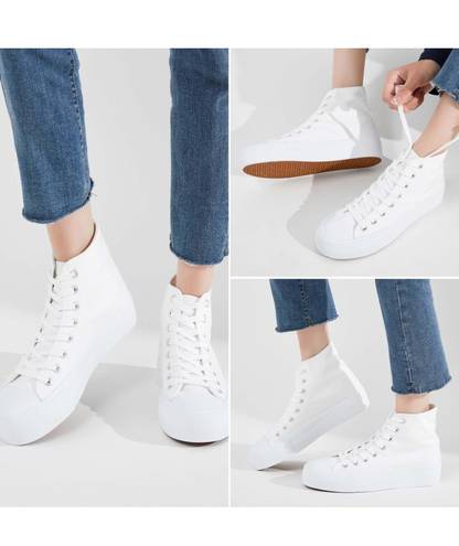 Amazon NWT Canvas White Platform Sneakers