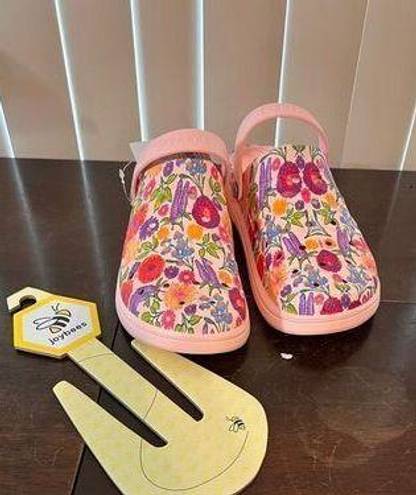 Varsity JOYBEES WOMEN'S SLIP-ON  CLOGS PINK PAINTED FLORAL WOMEN'S SIZE 9