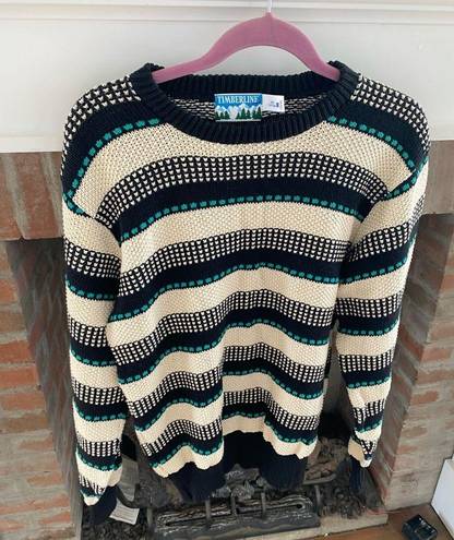 Timberline VINTAGE 90’s Crew Neck Striped Knit Cotton Sweater size Medium