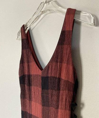 Anthropologie ‎ Ett Twa Jumpsuit 4 Petite Wide Leg Red Black Check Lace Up Sides