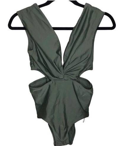 Dixperfect  Olive Green Side Cutout One Piece Bathing suit Size small New