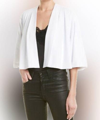 Alice + Olivia  White Marjory Cropped 3/3 Sleeve Pleated Blazer Size Small