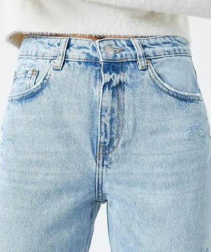 Pull & Bear Distressed High Rise Straight Jeans