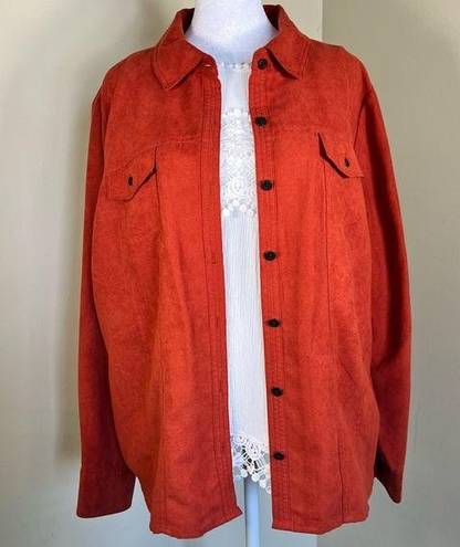 Coldwater Creek  - Burnt Orange Faux Suede Button Down Top - Size XL