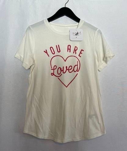 Isabel Maternity NWT  Short Sleeve "You are Loved" Graphic Tee Cream & Red large