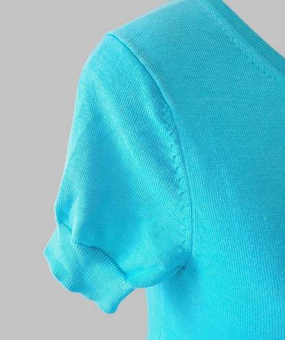 Brooks Brothers  aqua silk blend t-shirt short sleeve sweater size small