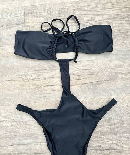 Matte Collection black cut out one piece bikini size M.