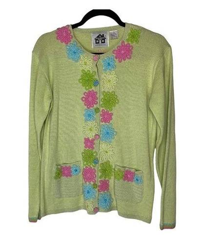 Daisy Storybook Knits Vintage Passionate  Floral Cardigan Sweater Small