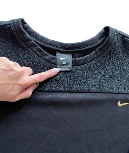 Nike -Women's Long Sleeve Therma Icon Clash Fleece Crew Top Black/Gold Size XL