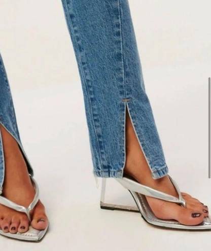 Good American  Blue Good Boy Twisted Slit Ankle Jeans