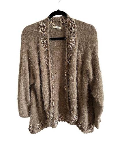 easel  Women's Small/Medium Long Sleeve Brown Knitted Cardigan