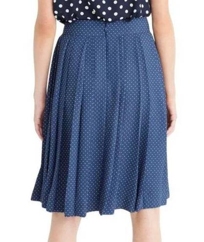 J.Crew NWT  Double Pleated Midi Blue Polka Dot Skirt size 12