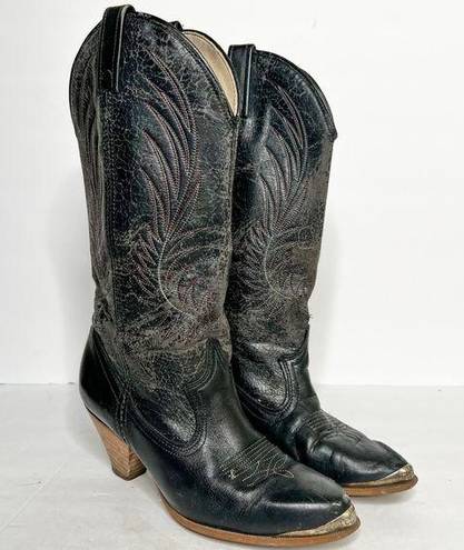 Dingo Vintage  Black Cowgirl Boots Silver Toe Size 6 Women’s