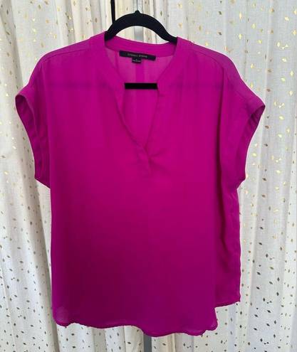 Cynthia Steffe  Chiffon Split Neck Semi Sheer Flowy Girlcore Lagenlook Blouse L