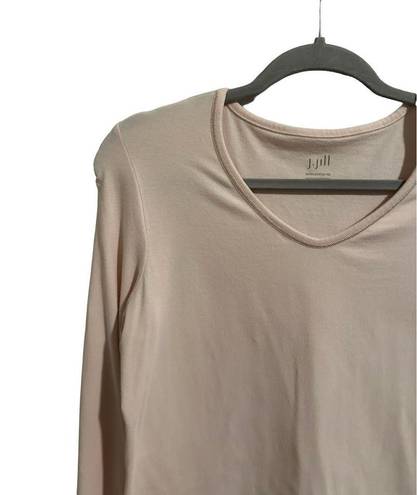 J.Jill  Women’s Medium Petite Light Pink Long Sleeve V-Neck Tee