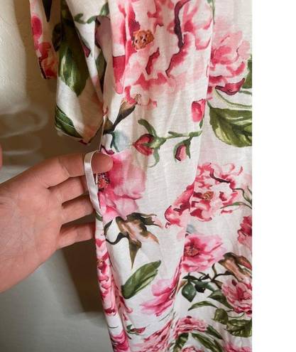 Show Me Your Mumu  White/Pink Floral Mini Robe/CoverUp One Size Fits Most FLAW