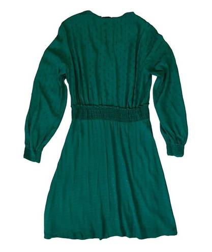 Sandro  Paris 42 8 10 Claudia Emerald Green Dot Jacquard Dress Mini Satin Viscose