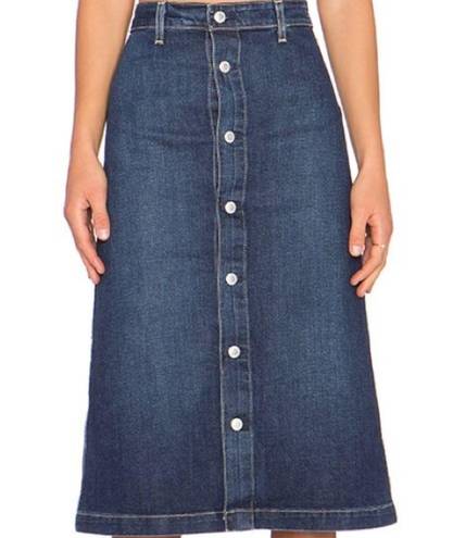 AG Adriano Goldschmied ALEXA CHUNG for AG A-line Button Front MIDI Denim Skirt Size 27
