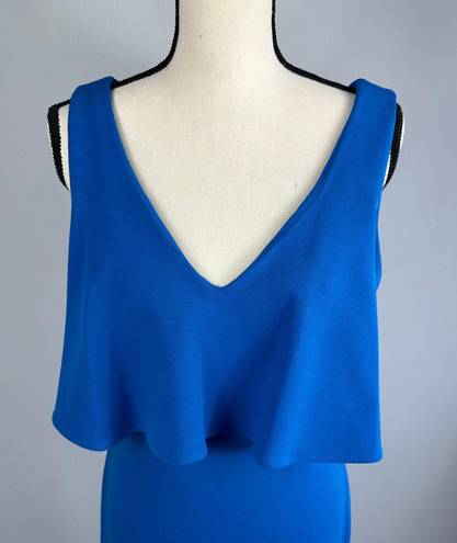 Badgley Mischka Fallon Popover  Gown Crepe Cobalt Blue